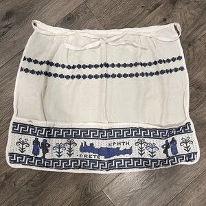 Vintage Traditional Cretan Greek Embroidered Linen Apron